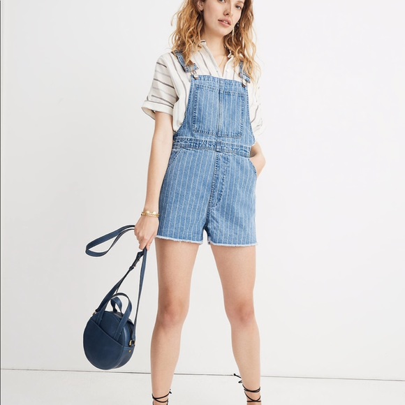 pinstripe overall shorts